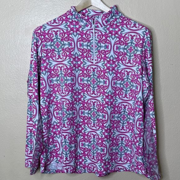 IBKUL Tops Ibkul Shirt Womens Xxl Alice Pink Charcoal Long Sleeve